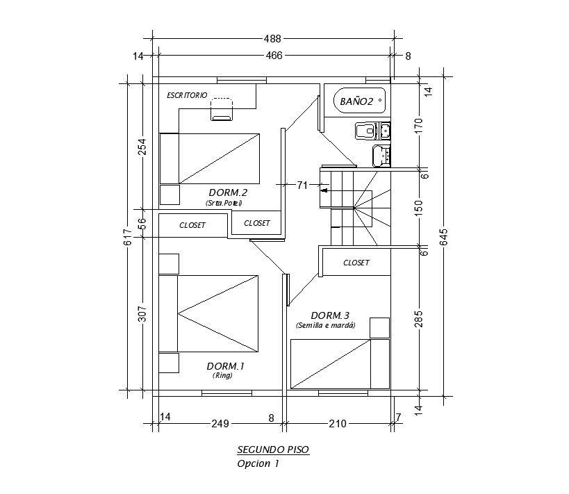 8x14m second floor house plan is given in this Autocad drawing file ...