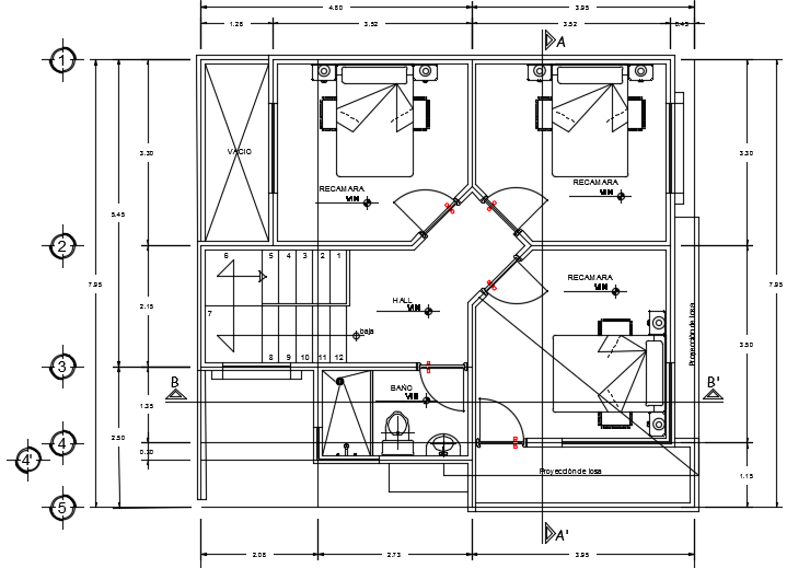 8x7m Architecture First Floor House Plan Autocad Drawing Cadbull