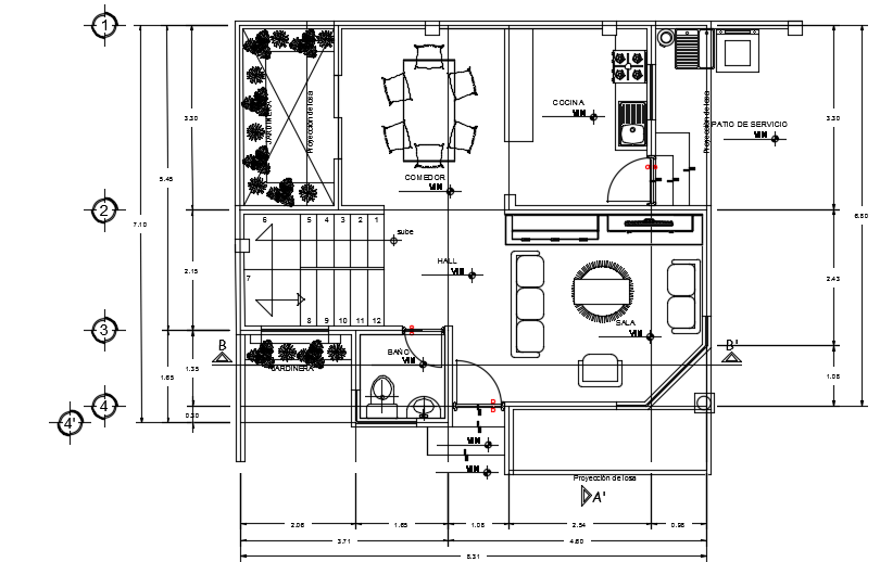 8x7m Architecture Ground Floor House Plan Autocad Drawing Cadbull