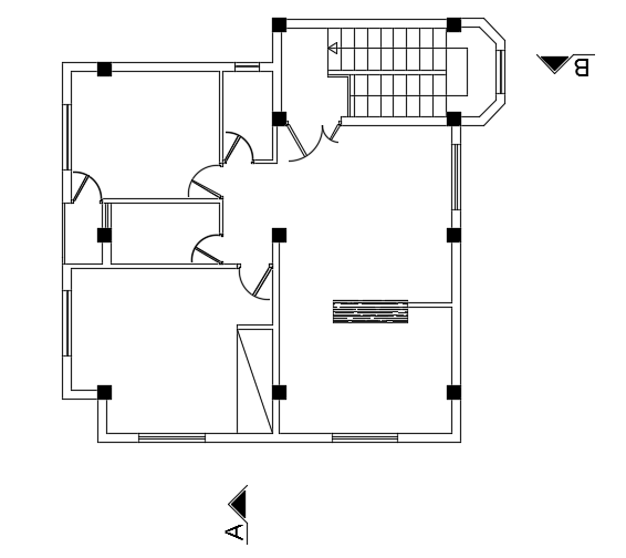 8x8m simple house plan first floor CAD drawing is given in this file ...