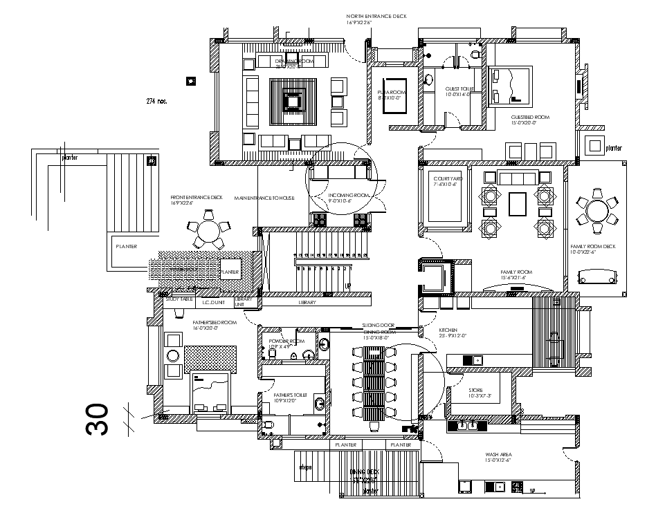 94x82 Ground Floor Villa House Plan Is Given In This Autocad Drawing Model Download Now