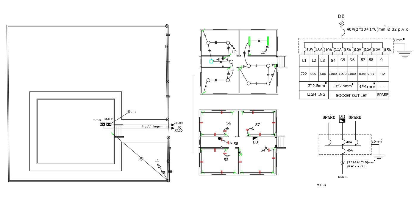 960 Sq Ft House Electrical Layout Plan - Cadbull