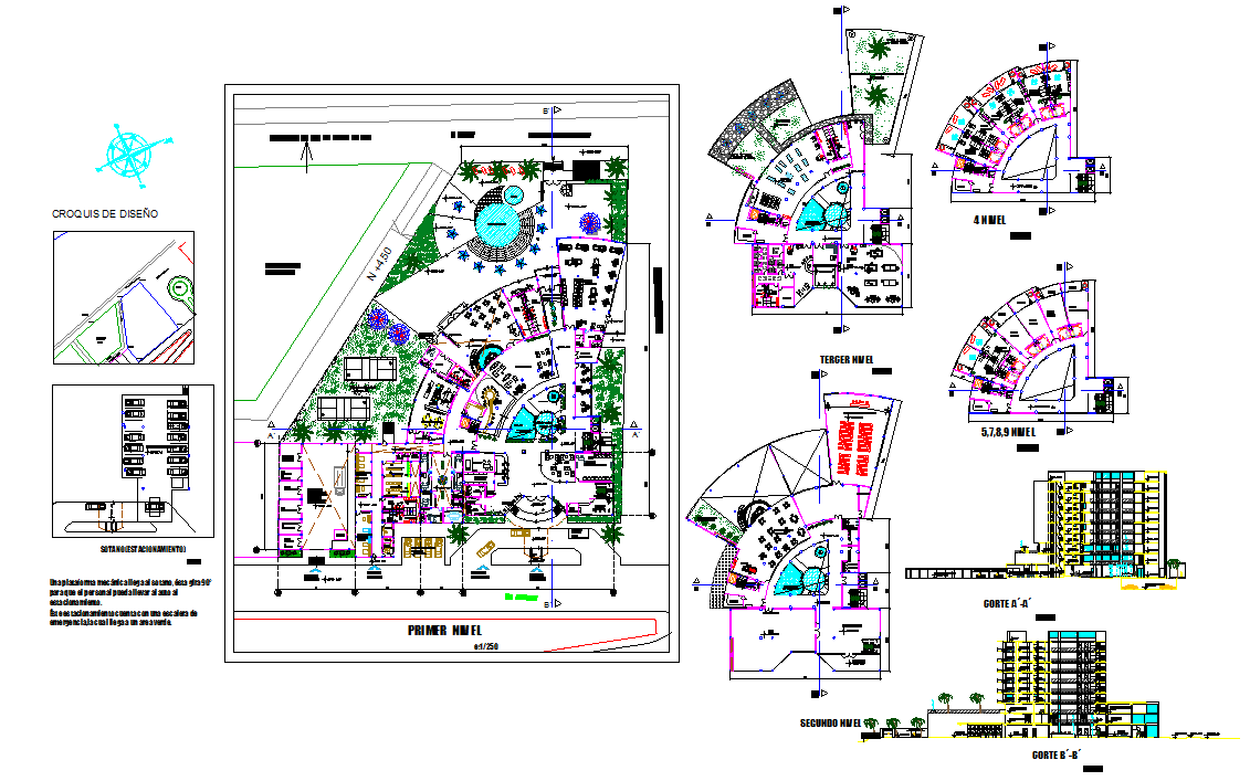 Modern Hotel Building Project - Cadbull