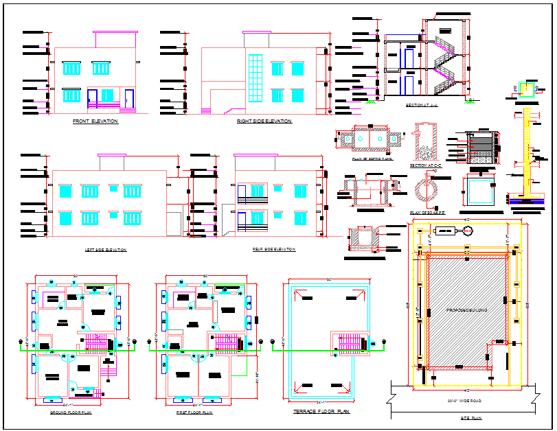 A Two Story House Cad Drawing Is Given In This Cad File Download This Cad File Now Cadbull