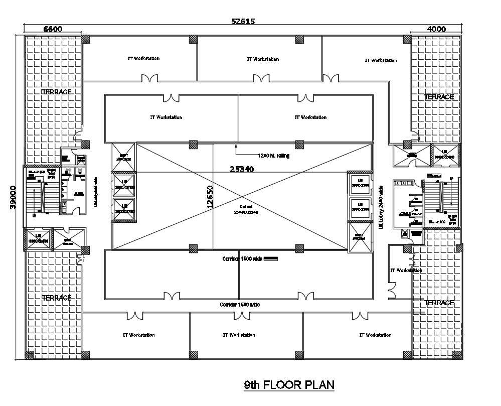 9th floor plan of IT workstation in AutoCAD 2D drawing, dwg file, CAD ...