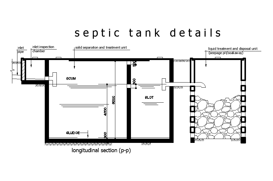 9x10m-house-plan-of-longitudinal-section-view-of-septic-tank-is-given-in-this-autocad-drawing