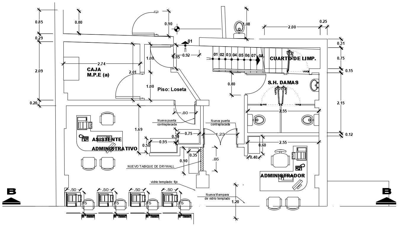 9x6m office plan is given in this Autocad drawing file. Download now ...