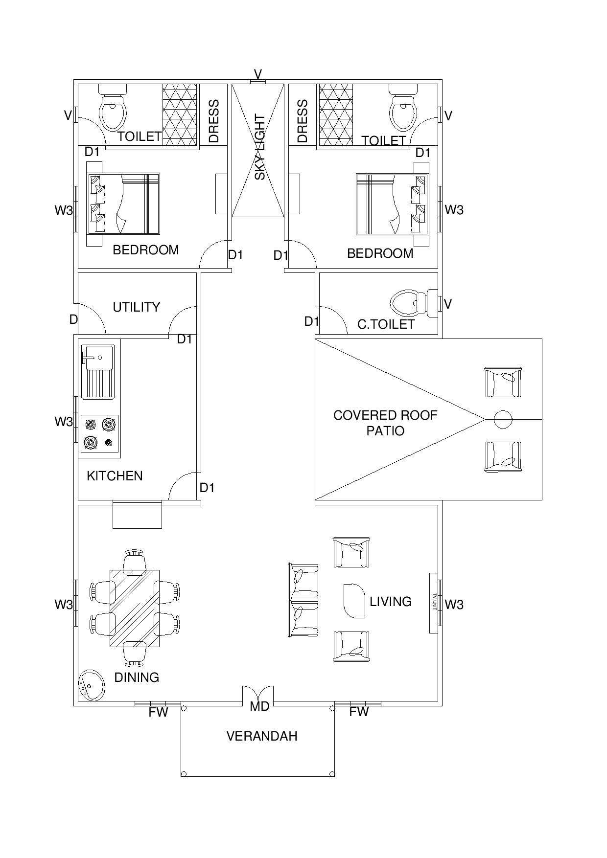 a-simple-floor-plan-which-can-be-customized-cadbull