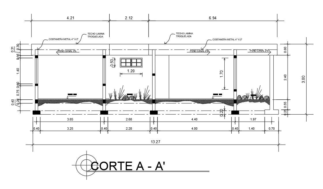 AA cross-section details of the house. Download this 2d cad drawing ...