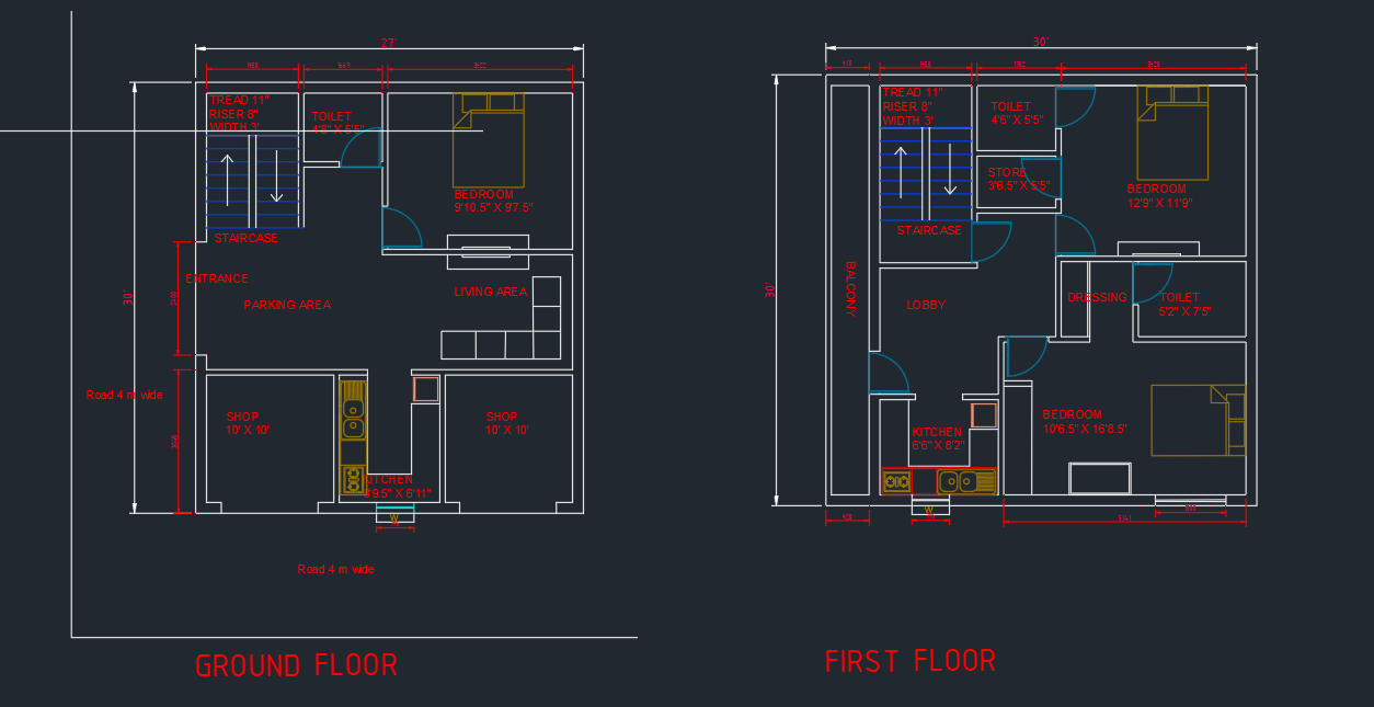 Residential House Plan DWG File - Cadbull