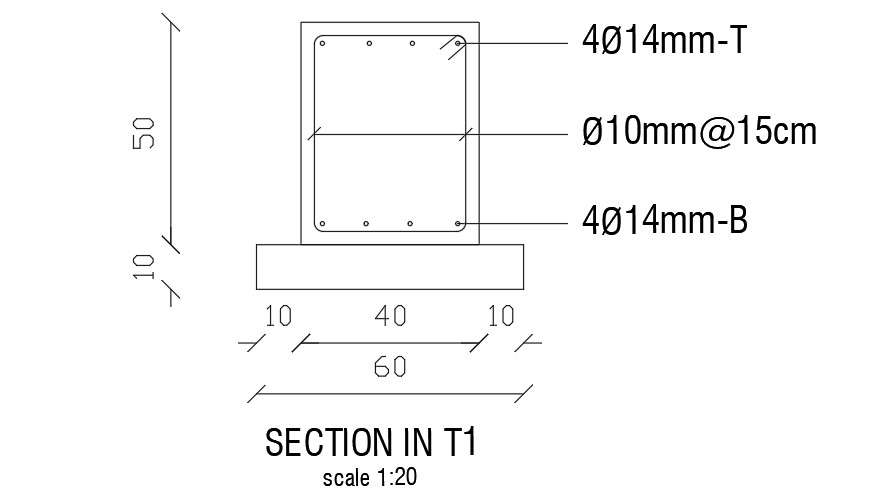 A Section View Of 60x50 mm Column AutoCAD File - Cadbull