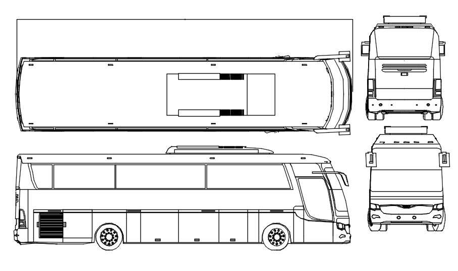 A Volvo Bus Plan And Elevation View In Autocad Dwg File Cadbull