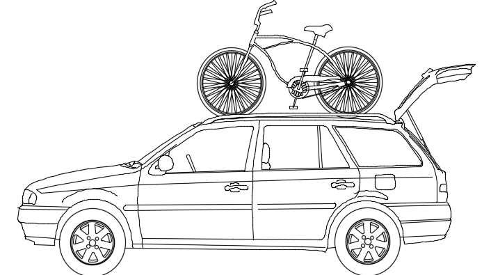 A car 2D model with bike rack design is given in this model - Cadbull