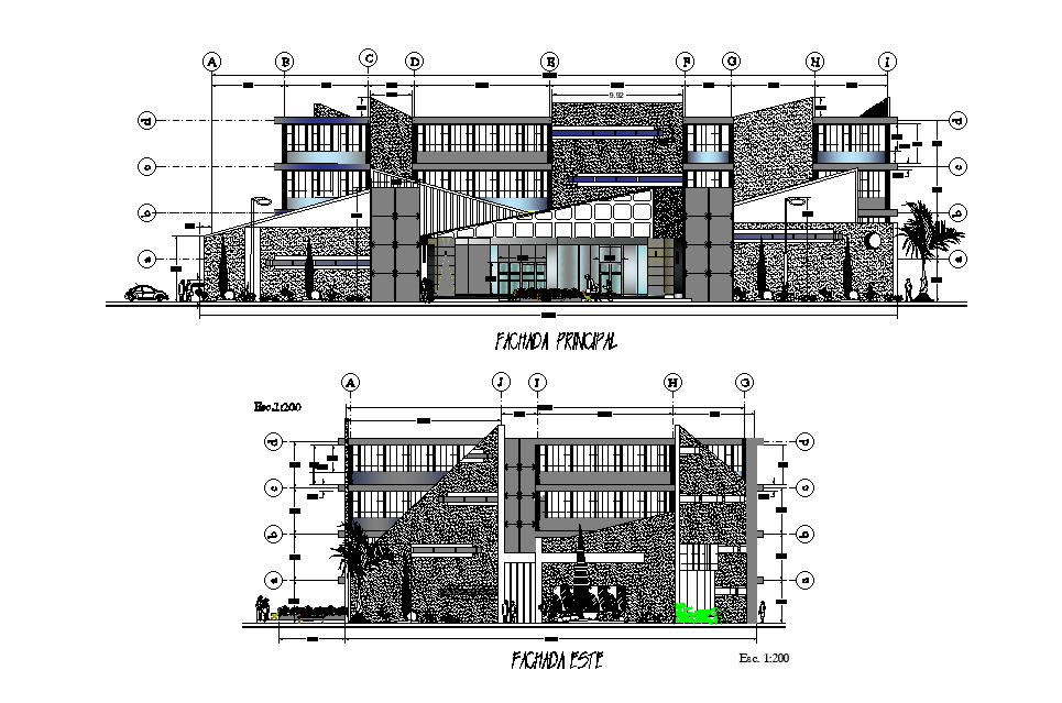 Office Building Elevation Design Dwg File Cadbull | Images And Photos ...