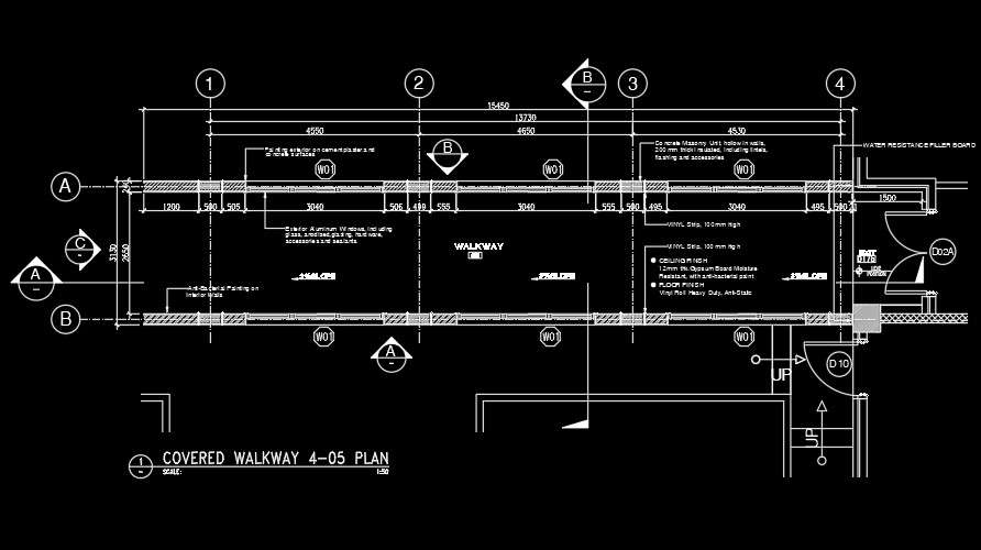 A covered walkway plan 2D AutoCAD drawing Cadbull