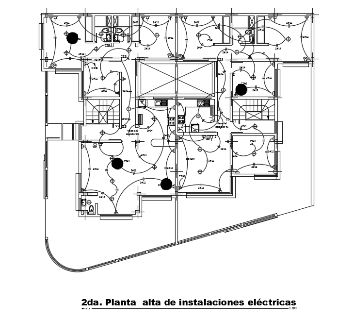 A detail drawing of the 21x20m three story house plan electrical layout ...