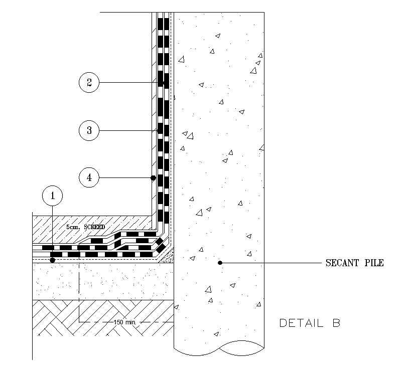 A detailed drawing of the waterproofing is given in this AutoCAD ...