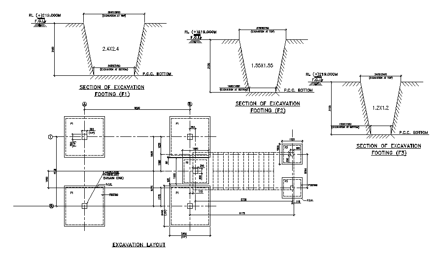 A Detail Of Excavation Layout Has Given In This 2d Autocad Dwg Drawing