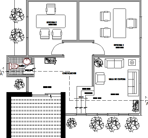 Admin office architecture layout plan details dwg file - Cadbull