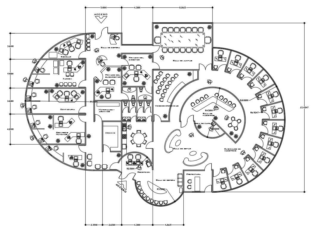 Administration Bank offices lay-out - Cadbull