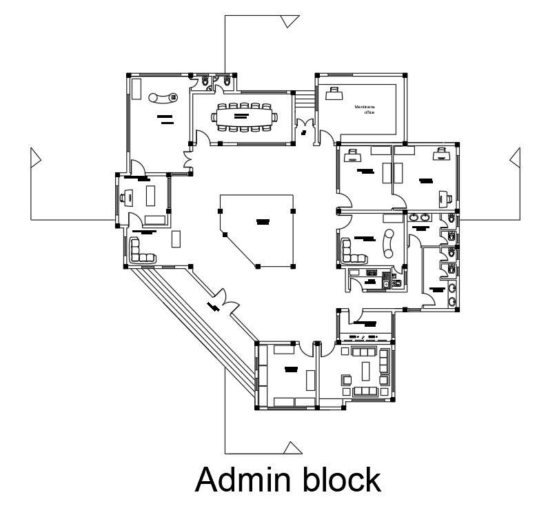 Administration Office Layout Plan Drawing Download DWG File - Cadbull