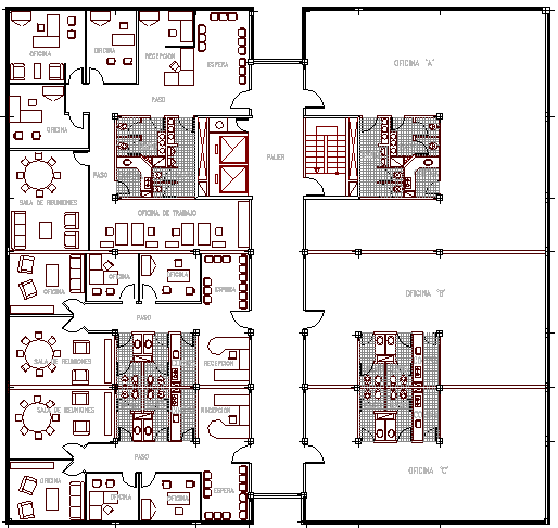 Administrative office building architecture layout plan details dwg
