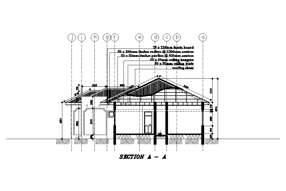 A front section view of of 17x16m residential plan is given in this ...