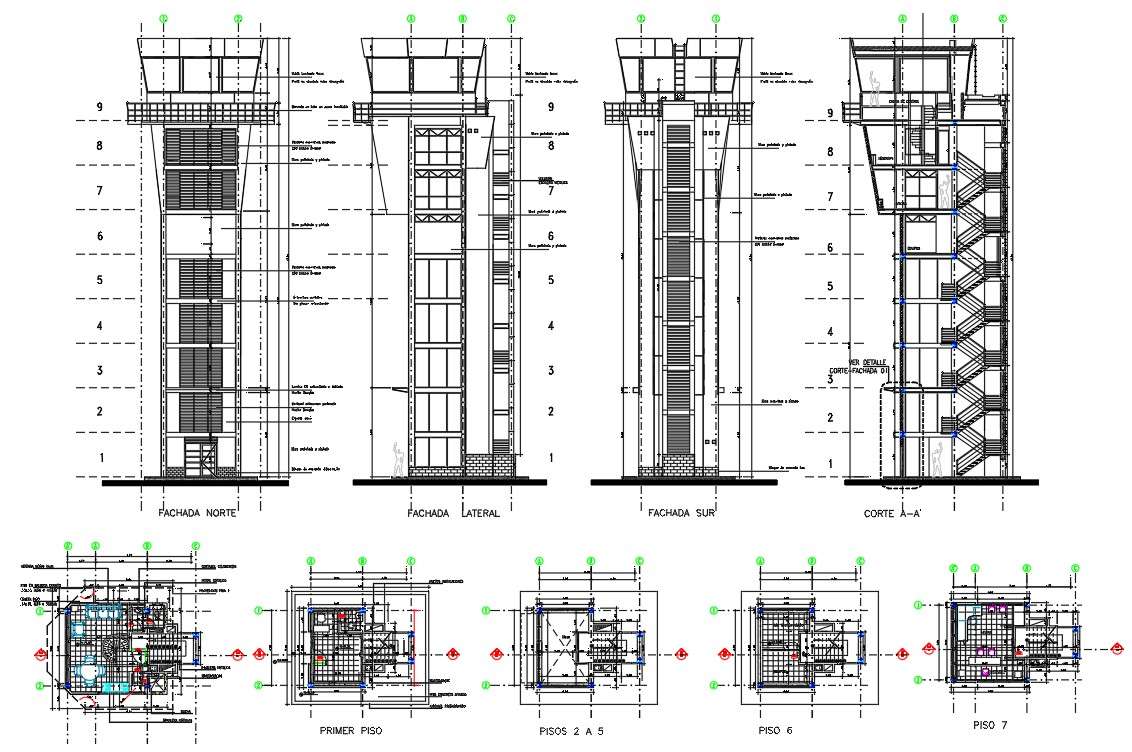 Air traffic control tower Section and Floor plan With DWG File - Cadbull