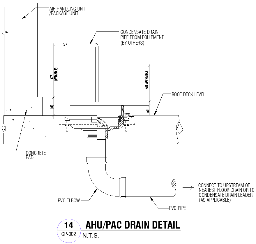 Air Handling Unit or Precision Air Conditioning Drain Detail DWG ...