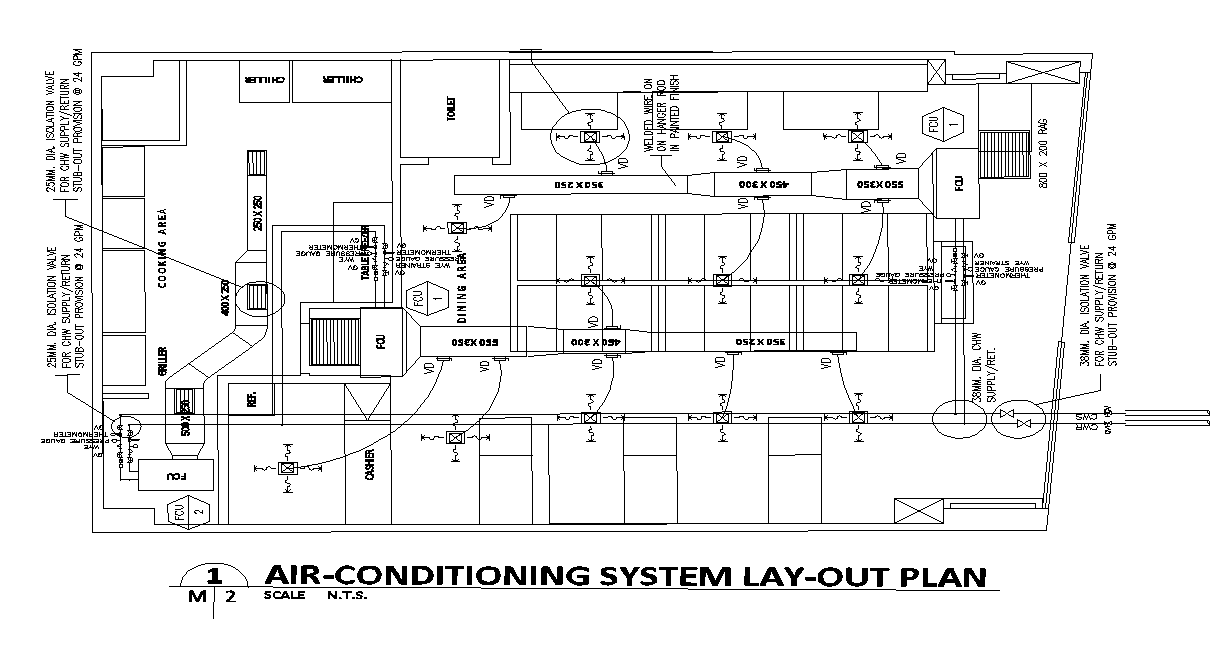 Airconditioning system layout plan defined in this AutoCAD file