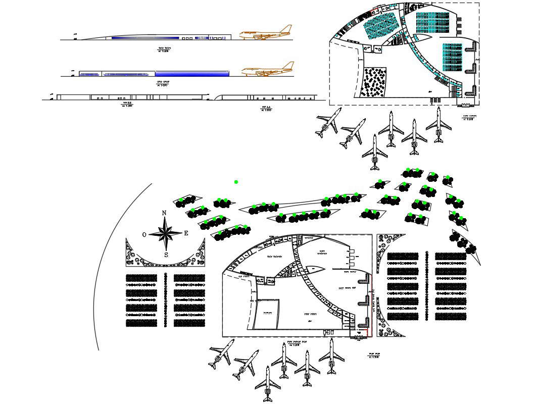 Airport Plan And Section With DWG File - Cadbull