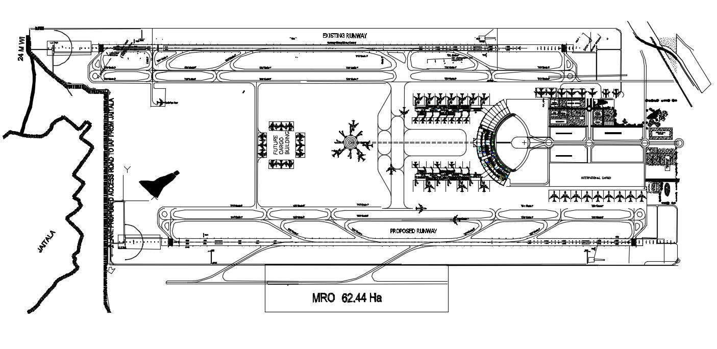 Airport Layout Plan CAD Drawing - Cadbull