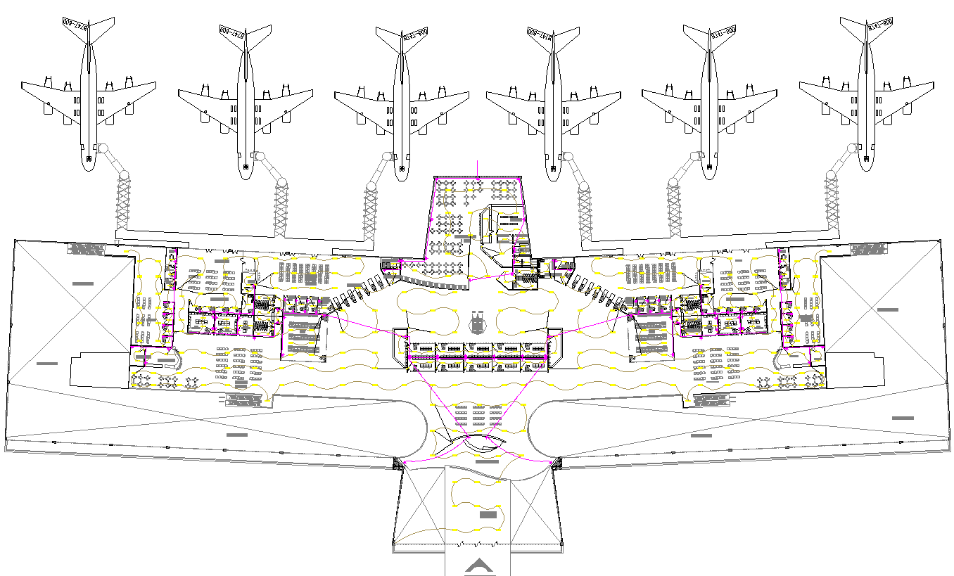 Airport Design View With Plan Elevation And Sectional