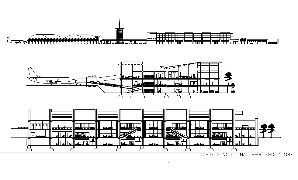 Airport Terminal Area Section Detail Stated In This Autocad Drawing