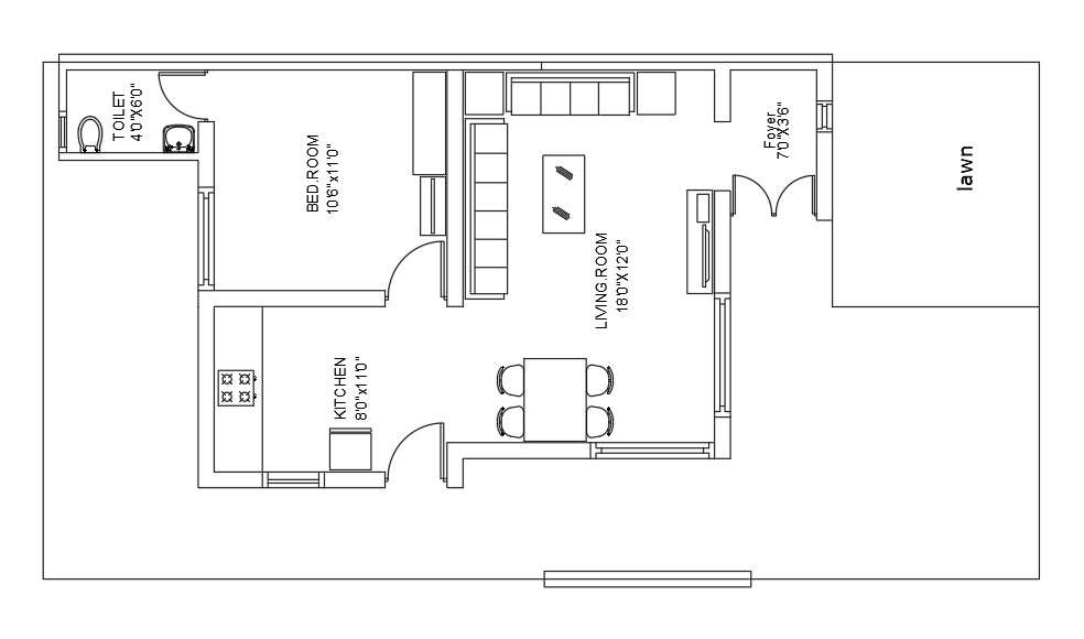 A Layout Of 22x56 Ground Floor House Plan Is Given In This Autocad Drawing File Download Now