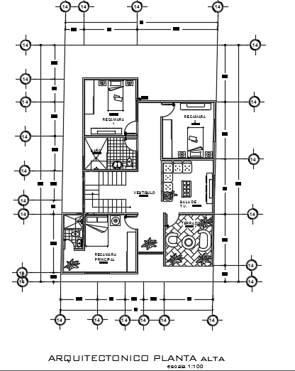 A Layout Of The 10x15m Architecture Two Story First Floor House Plan Cad Drawing Cadbull