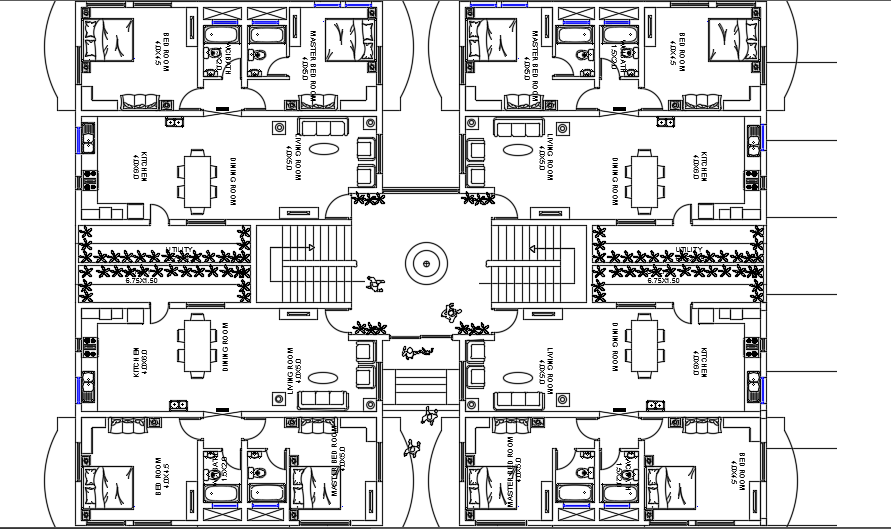 A layout of the 27x20m second floor apartment house plan 2d AutoCAD ...