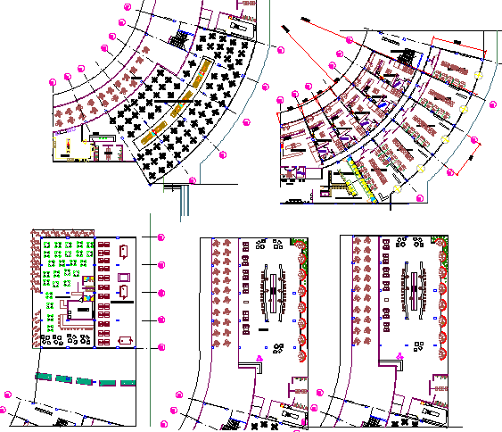 All floors layout plan details of multi-level shopping mall dwg file ...