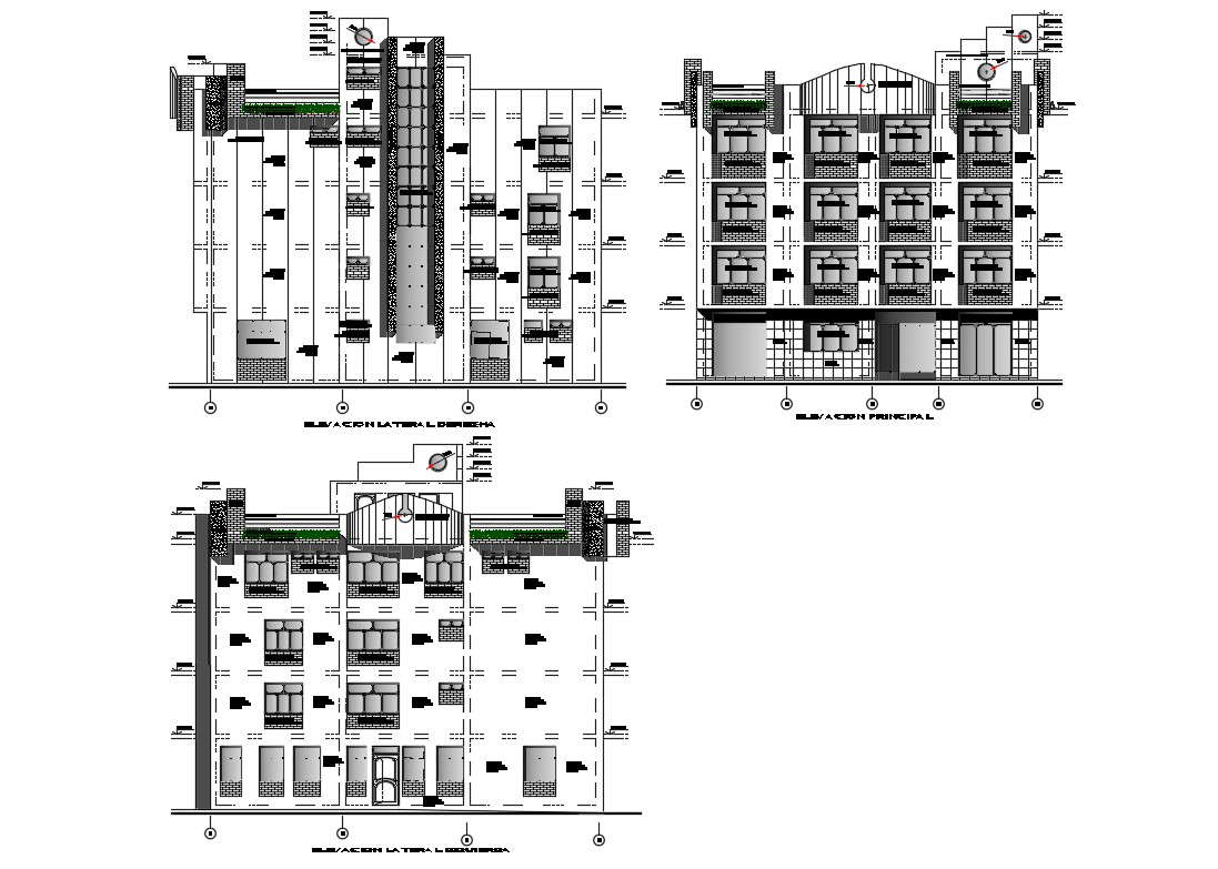 All Sided Elevation Details Of Multi Familiar Residential Building Dwg File Cadbull