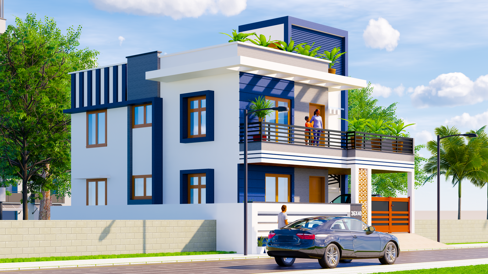Amazing Front & Left Side View Of 3D House Is Given In This Revit File.  Download Now. - Cadbull
