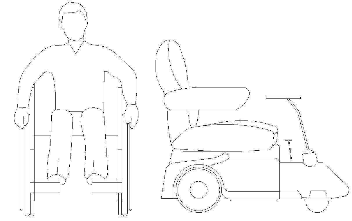 An automatic wheelchair and manual wheelchair CAD drawing - Cadbull