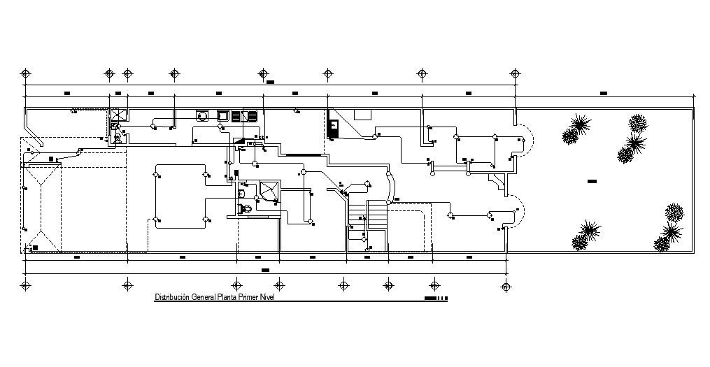 An electrical layout detail of 40x11m ground floor house plan is given ...