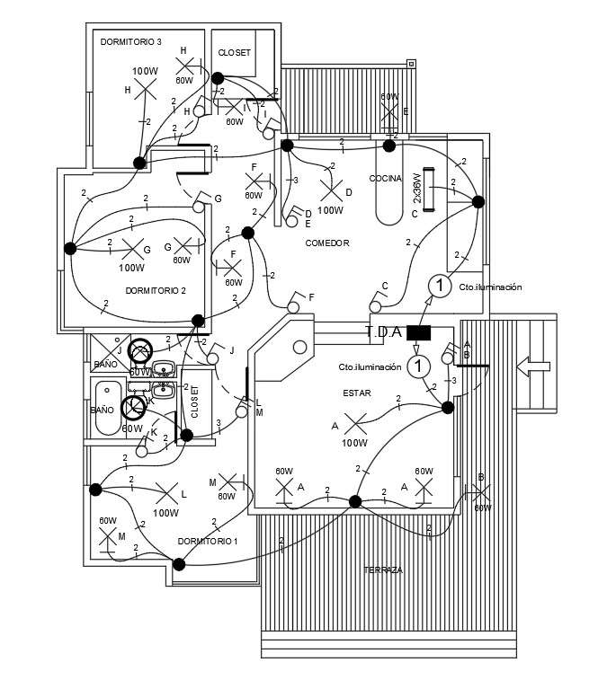 An electrical layout of 10x15m ground floor house plan is given in this ...