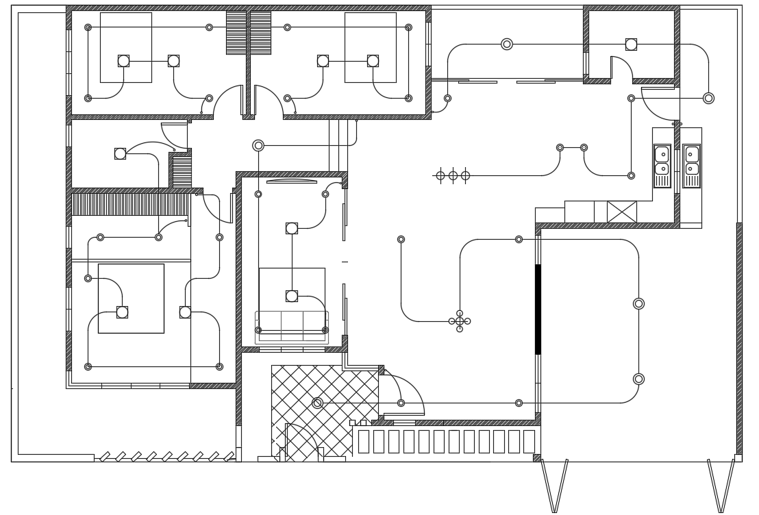 Plumbing Layout Of 40x11m Ground Floor House Plan Is