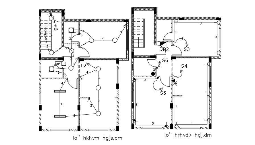 An electrical layout of the 11x20m architecture home plan AutoCAD ...