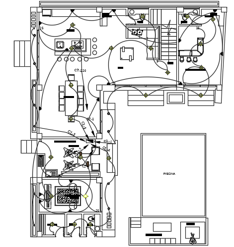 An electrical layout of the 14x17m duplex villa plan 2D DWG drawing ...