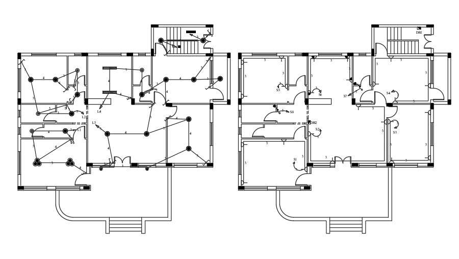 An electrical layout of the 18x14m house plan - Cadbull