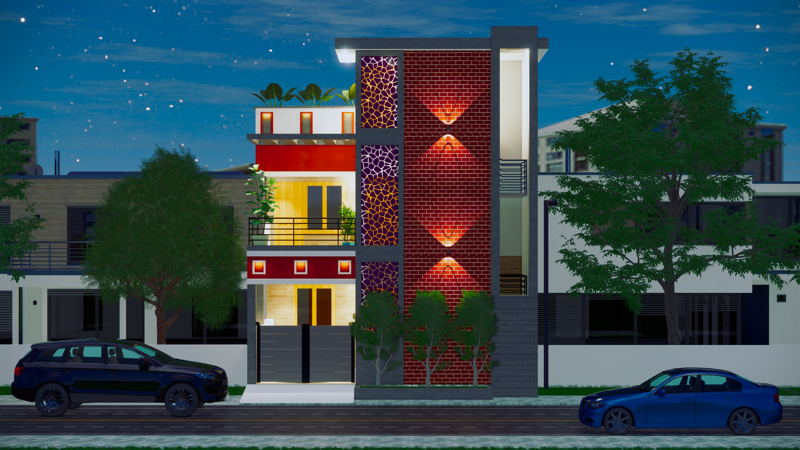 front elevation lighting