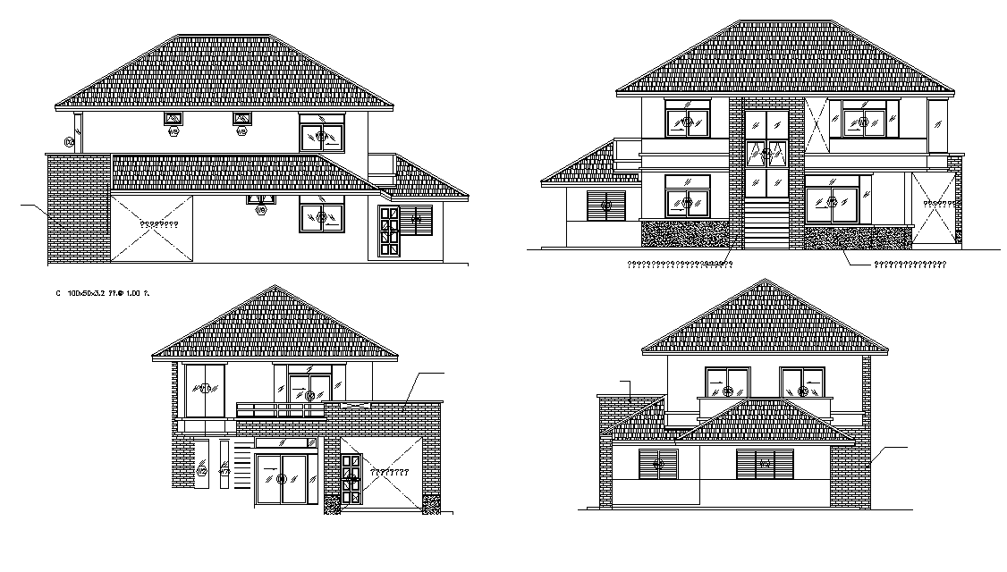 An Elevation Of 10x17m House Plan Is Given In This Autocad Drawing File 