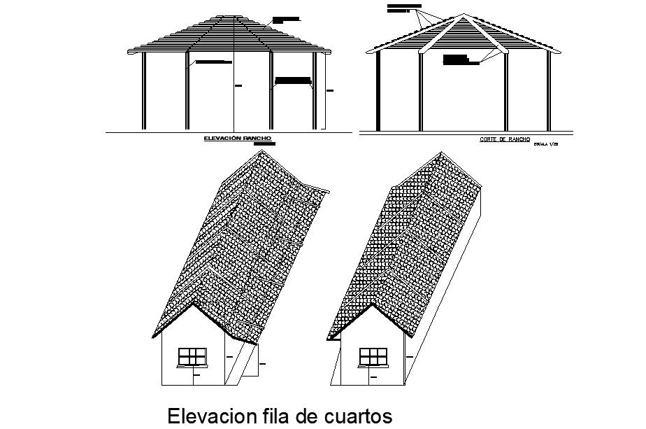 An Elevation Of House Building Roof Is Given In This Autocad Drawing File Download Now Cadbull